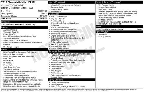 2018 Chevrolet Malibu 1LS