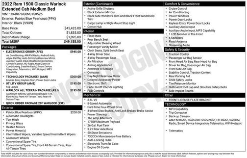 2022 RAM 1500 Classic Warlock Quad Cab 4x4 6'4' Box