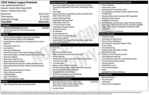2025 Subaru Legacy Premium