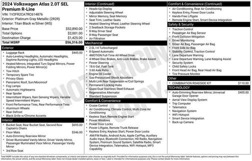Platinum Gray Metallic 2024 Volkswagen Atlas 2.0T SEL Premium R-Line 4MOTION