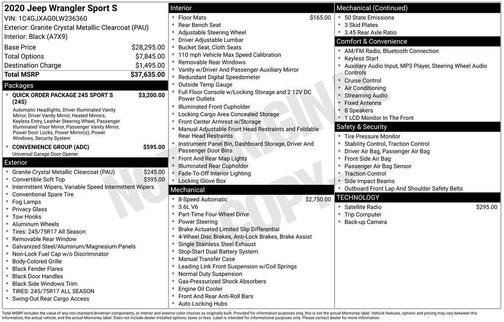 2020 Jeep Wrangler Sport S