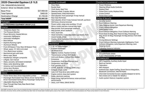 Silver Ice Metallic 2020 Chevrolet Equinox LS