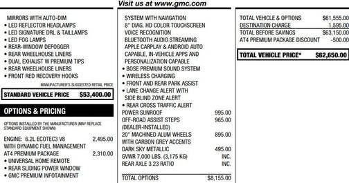 Dark Sky Metallic 2020 GMC Sierra 1500 AT4