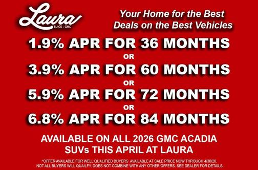 Glacier White 2026 GMC Acadia Elevation