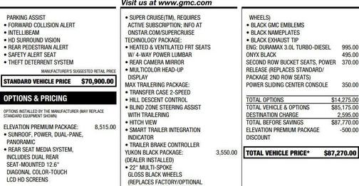 Onyx Black 2025 GMC Yukon Elevation