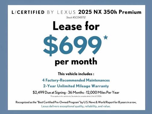 Atomic Silver 2025 Lexus NX 350h Premium