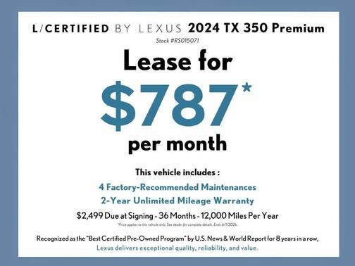 Cloudburst Gray 2024 Lexus TX 350 Premium