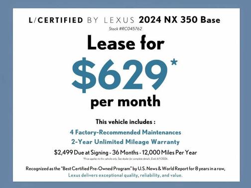 Eminent White Pearl 2024 Lexus NX 350 AWD