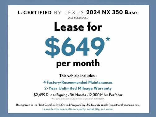 Cloudburst Gray 2024 Lexus NX 350