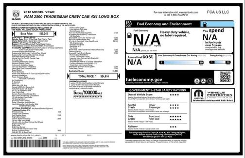 2018 RAM 2500 Tradesman Crew Cab 4x4 8' Box