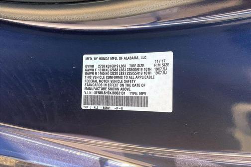 Blue 2018 Honda Odyssey Elite