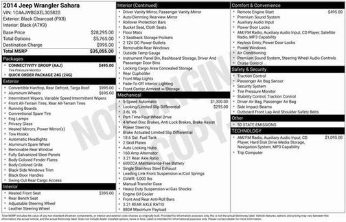 2014 Jeep Wrangler Sahara