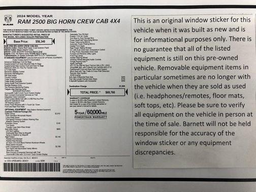 2024 RAM 2500 Big Horn Crew Cab 4x4 6'4' Box
