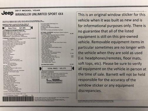 2017 Jeep Wrangler Unlimited Sport