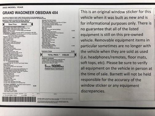 2022 Jeep Grand Wagoneer Series II Obsidian 4x4