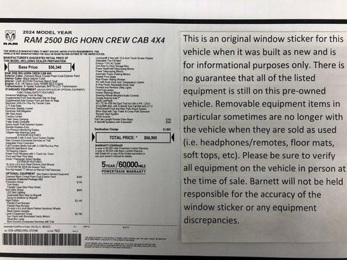 2024 RAM 2500 Big Horn Crew Cab 4x4 6'4' Box