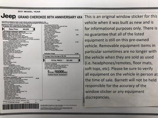 Bright White Clearcoat 2021 Jeep Grand Cherokee 80th Anniversary 4x4