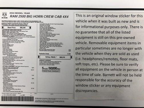 2024 RAM 2500 Big Horn Crew Cab 4x4 6'4' Box