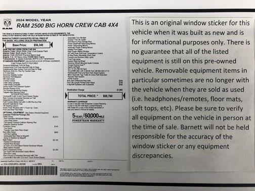 2024 RAM 2500 Big Horn Crew Cab 4x4 6'4' Box