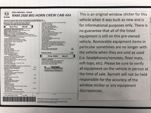 2024 RAM 2500 Big Horn Crew Cab 4x4 6'4' Box