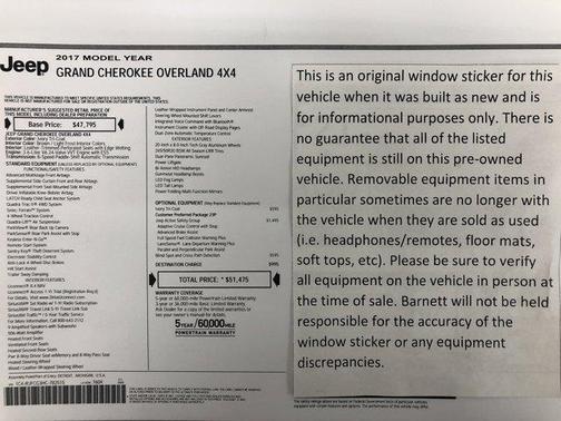 Ivory 3-Coat 2017 Jeep Grand Cherokee Overland