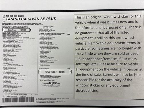 Granite Pearlcoat 2020 Dodge Grand Caravan SE
