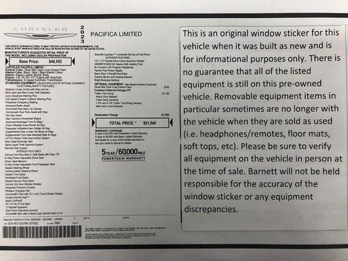 2023 Chrysler Pacifica Limited