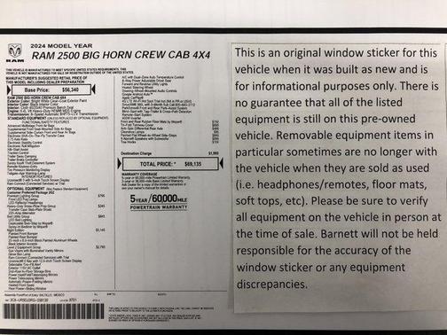 2024 RAM 2500 Big Horn Crew Cab 4x4 6'4' Box