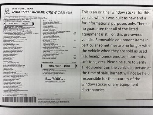 Ivory White Tri-Coat Pearlcoat 2025 RAM 1500 Laramie