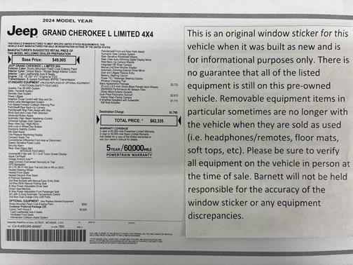 Rocky Mountain Pearlcoat 2024 Jeep Grand Cherokee L Limited