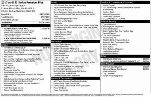2017 Audi S3 2.0T Premium Plus