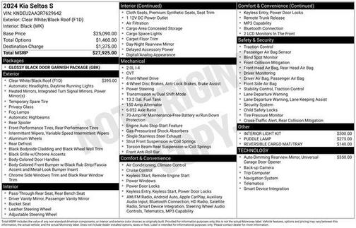 Clear White/Black Roof 2024 Kia Seltos S