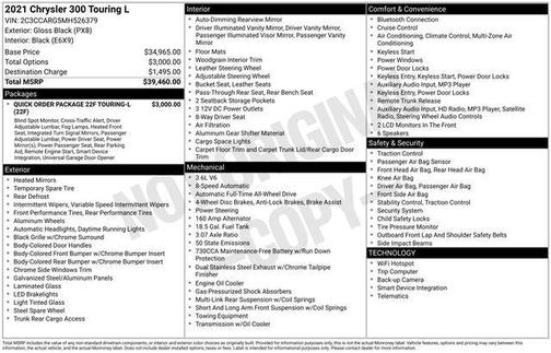 Gloss Black 2021 Chrysler 300 Touring