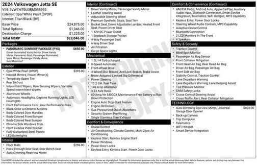 Opal White 2024 Volkswagen Jetta 1.5T SE