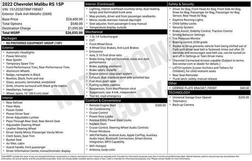 Dark Ash Metallic 2022 Chevrolet Malibu FWD RS
