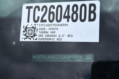 Supersonic Red 2025 Toyota Tundra SR5