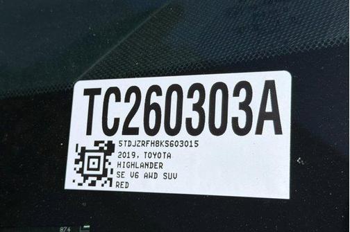 Salsa Red Pearl 2019 Toyota Highlander SE