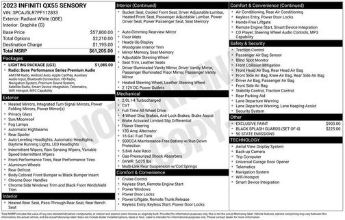 Radiant White 2023 INFINITI QX55 SENSORY
