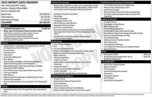 Radiant White 2023 INFINITI QX55 SENSORY