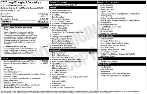 Granite Crystal Metallic Clearcoat 2026 Jeep Wrangler Willys