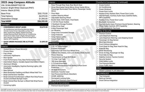 Bright White Clearcoat 2023 Jeep Compass Latitude