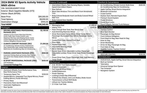Black Sapphire Metallic 2024 BMW X5 M60i