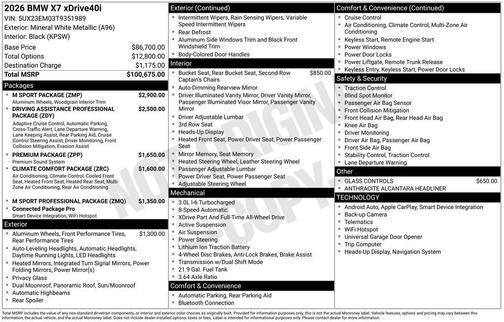 2026 BMW X7 xDrive40i