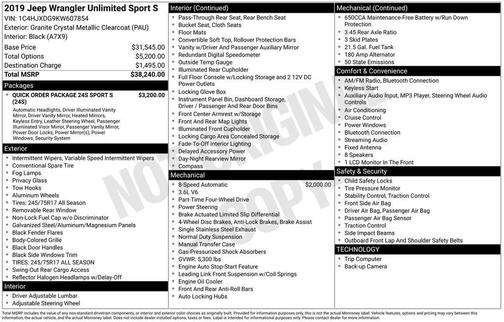 2019 Jeep Wrangler Unlimited Sport