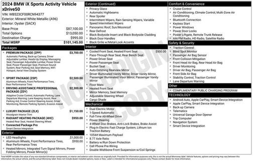Mineral White Metallic 2024 BMW iX xDrive50