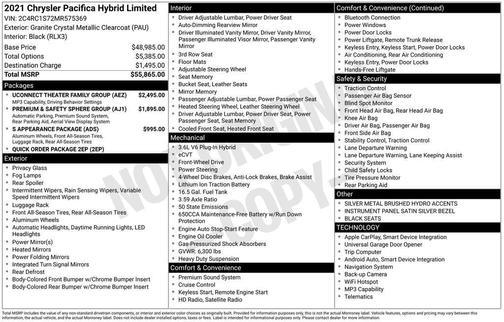 2021 Chrysler Pacifica Hybrid Limited