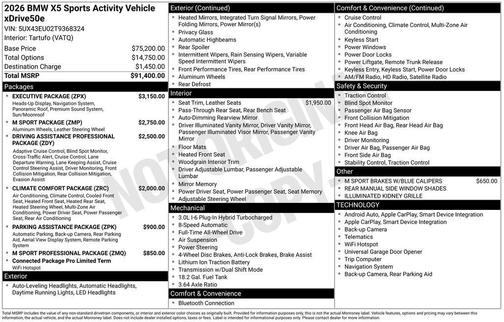2026 BMW X5 PHEV xDrive50e