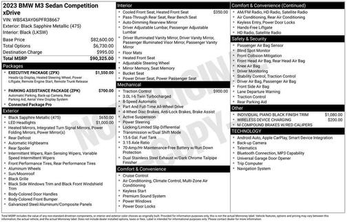 Black Sapphire Metallic 2023 BMW M3 Competition xDrive