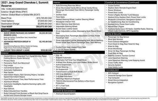 2021 Jeep Grand Cherokee L Summit Reserve