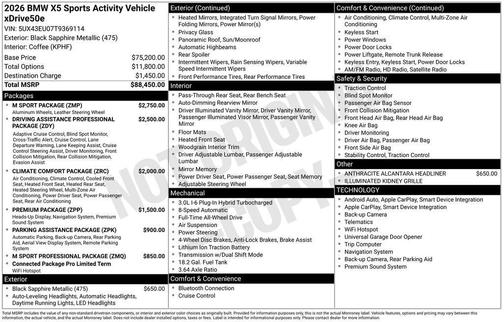 2026 BMW X5 PHEV xDrive50e